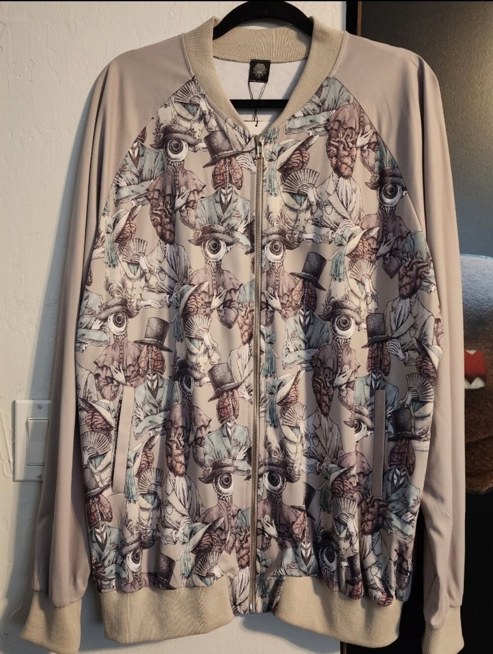 Drug Honey Goth Print Cream Zip Up